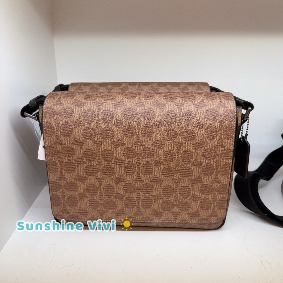 NWT Coach MEN Jack Messenger Bag In Signature Canvas CDX87 QB/Tan