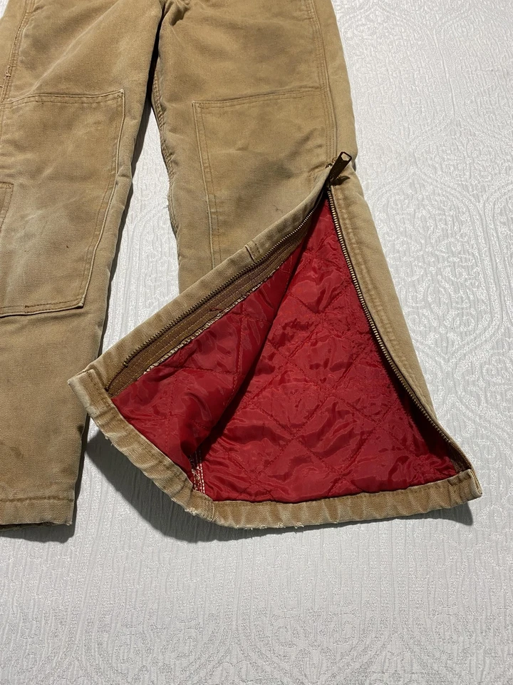Mono con tirantes Carhartt juvenil mediano 10-12 marrón acolchado forrado doble rodilla hecho en EE. UU. Foto 4 de 4