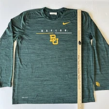 Baylor Bears Shirt Men's XL Green Long Sleeve Nike Tee Dri Fit Player Issue