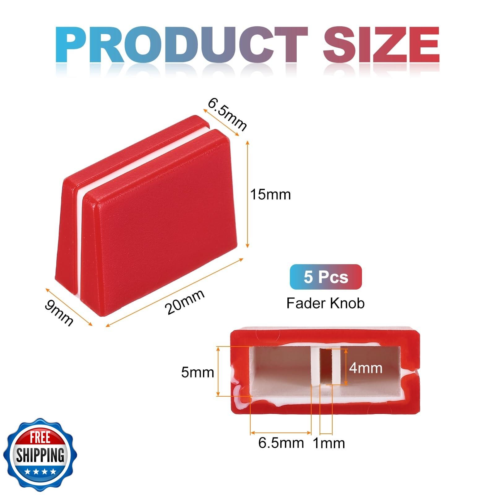 MECCANIXITY Universal Fader Knobs, Red Mixer Fader Caps Slider Potentiometer 