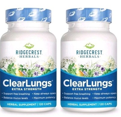 2 X Clear Lungs Extra Strength 120 Cap Ridgecrest Herbals  240 Caps Total 