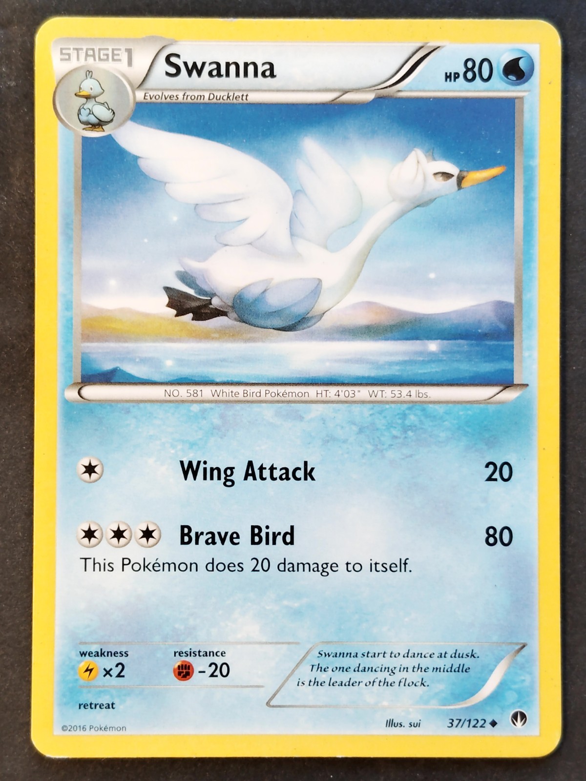 Swanna 37/122 Breakpoint Regular, Pokemon 2016 •MP