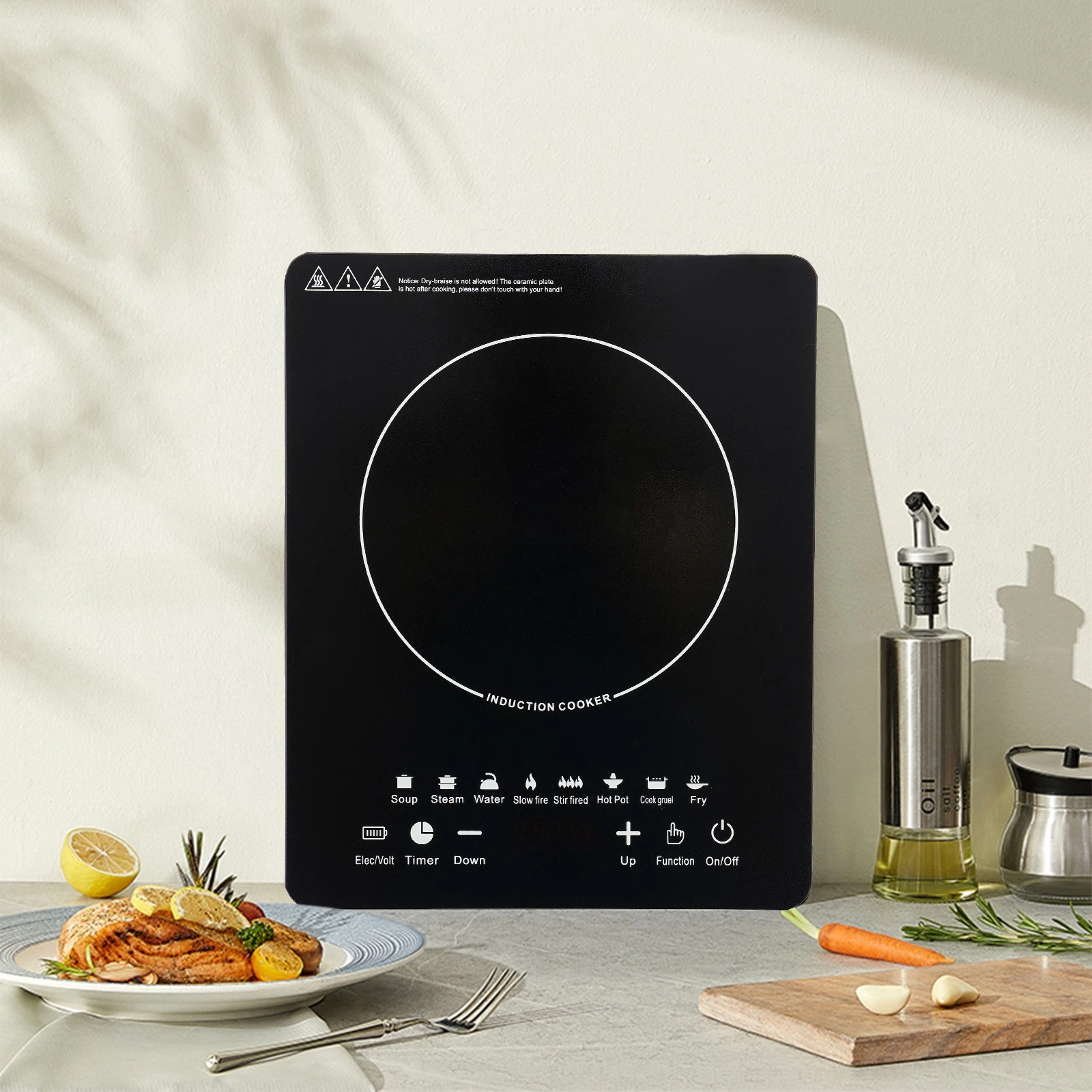 Portable Induction Cooktop 750W Countertop Burner Hot Plate Cooker Stove 8 Gears