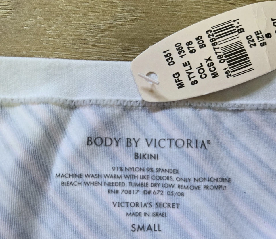 Bragas de bikini vintage Victoria's Secret Body de BBV a rayas sin costuras S nuevas con etiquetas Foto 3 de 3