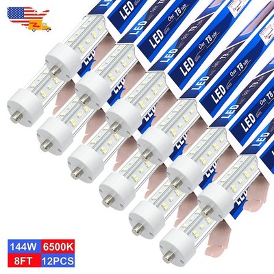 12 Pack 8Ft Single Pin Led Shop Lights 6500K 144W 18000Lm FA8 8 Ft Led Bulbs