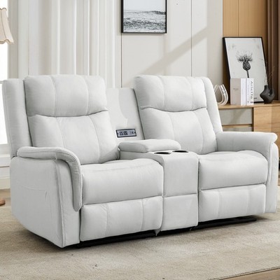 Korser Manual 2-Seater Loveseat Recliner Sofa with USB Ports, Cup Holders
