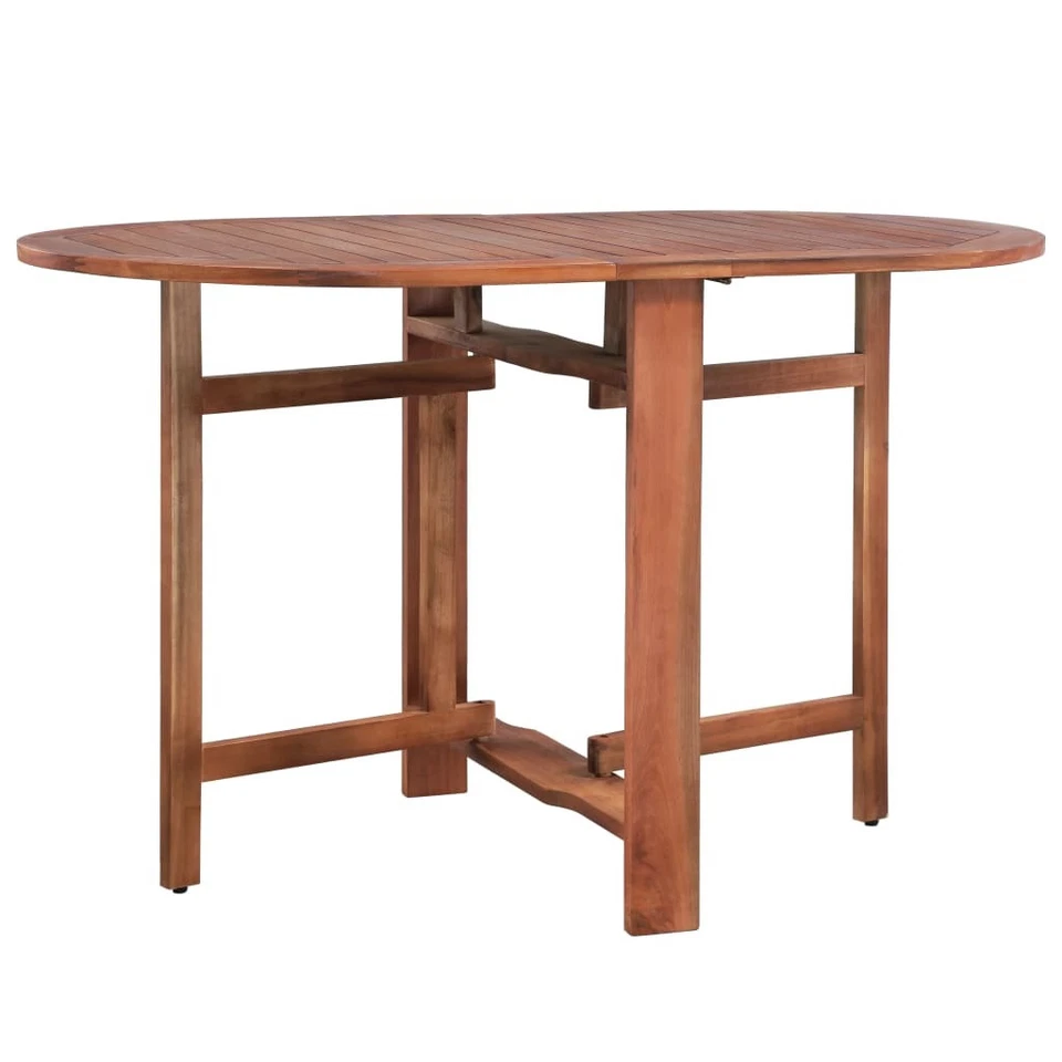 Dining Table Brown Solid Acacia Wood Medium Foldable - Image 2 of 4