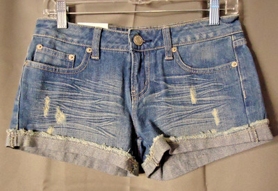 SO Wear It Declare It Cuffed Denim Short Shorts Juniors Size 5 Distressed New