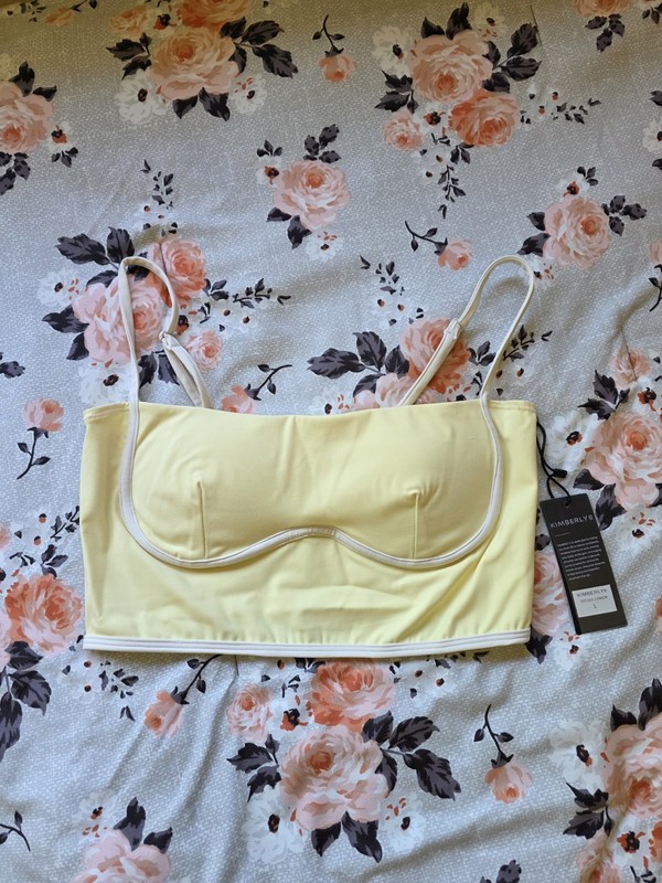 Kimberly yellow crop top with built and bra. Size L