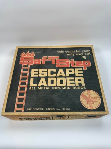 Vintage Saf-T-Step 25 Ft Fire Escape Ladder w/ Original Box Metal Emergency Ladd