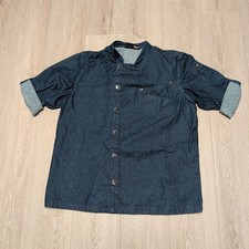 Industry Line Chef Uniforms Denim Chef Coat Mens M Short Sleeve Mesh Panels Blue