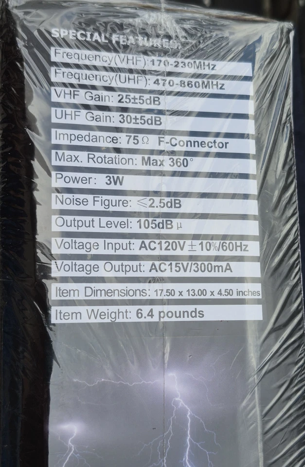 PBD WA2608 Digital Amplified Outdoor HDTV Antenna W/ Mounting Pole & 40FT RG6 - Image 4 of 4