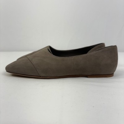 Vince Womens Cyder Vero Cuoio Taupe Suede Square Toe  Flats Shoes Size 5