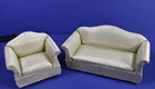 2 Pc Dollhouse Living Room Set Gold Light Green Upholstered Furniture
