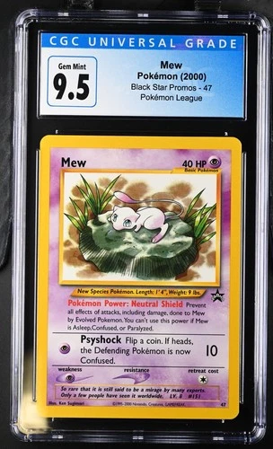 CGC 9.5/10 GEM MINT Lilypad Mew Black Star Promo 47 Pokémon League Blue Label!