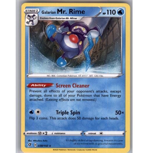 Galarian Mr. Rime 038/192 Rare Rebel Clash Pokemon Near Mint