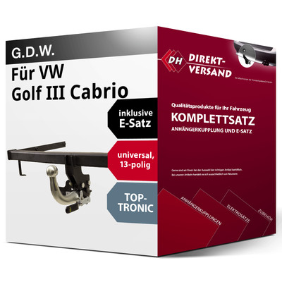 Für Golf III Cabrio 1E7 (G.D.W.) Anhängerkupplung abnehmbar + E-Satz 13pol neu