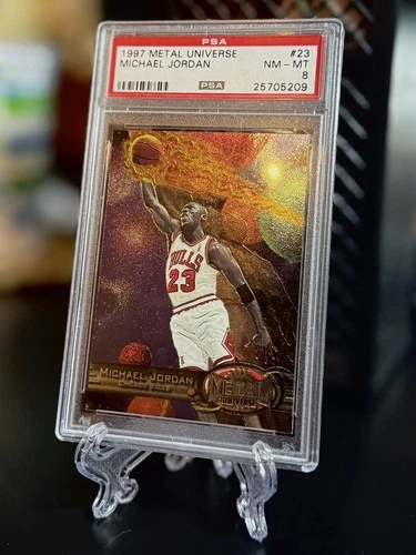 🐐 1997 METAL UNIVERSE NEAR MINT-MINT #23 MICHAEL JORDAN PSA 8 HOF 🐐