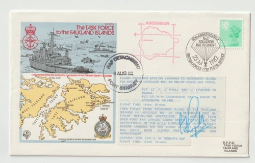 23/7/1982 UK GB Flown Cover - Task Force to the Falklands Islands ~ HANDSIGNED