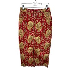 Vintage Telluride Clothing Corduroy Paisley Maxi Skirt Fringe Size 6