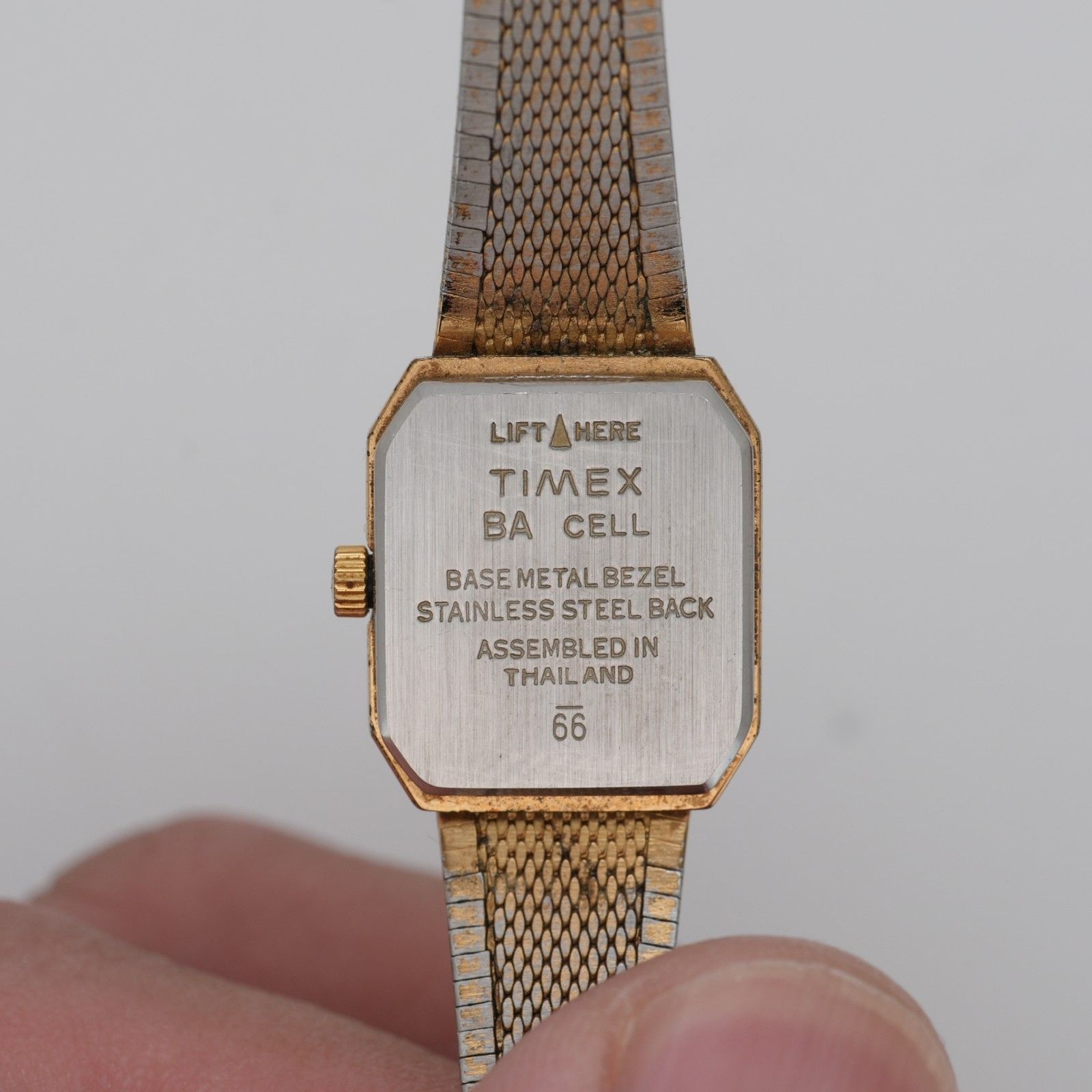 Timex Quartz Gold Tone Rectangular Watch 16mm Vin… - image 3