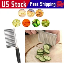Stainless Steel Crinkle Cutter Wavy Potato Chip French Fry Vegetable Slicer Tool