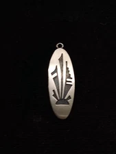 Vintage Hopi or Navajo Sterling Silver Overlay Pendant 1 1/2" x 1/2"
