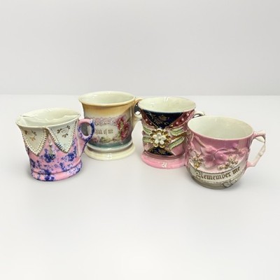 Antique Shaving Cup Mug Scuttle lot Of 4 Germany T7F
