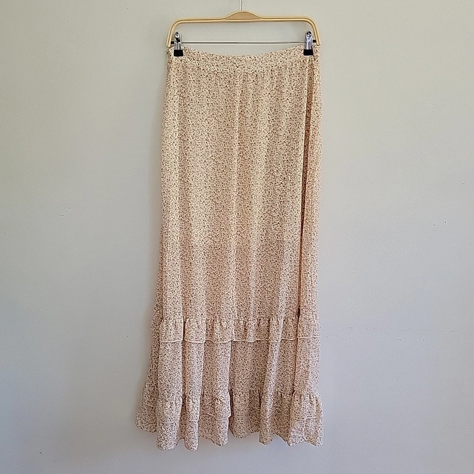 West Of Melrose Ditsy Floral Chiffon Maxi Skirt Medium Boho Cottagecore Prairie - Image 2 of 4