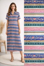 VTG Talbots 100% Silk Shirt Dress Midi Pink Blue Striped sz 8 Preppy Cottagecore