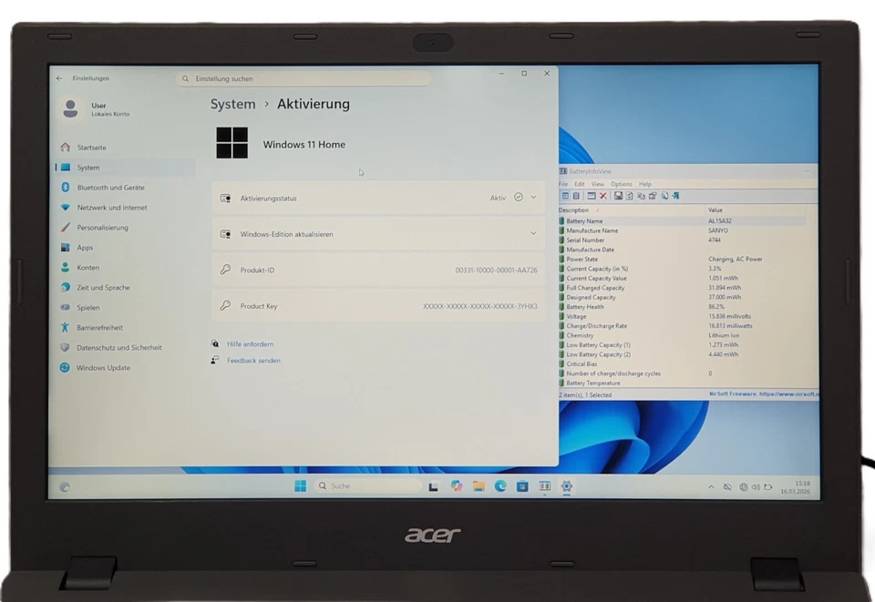 Acer Aspire E15-573 256GB 8GB i5-4210u Notebook Laptop Windows 11 15.6" DVD HDMI - Bild 2 von 4