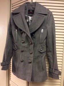 M60 Miss Sixty Gris/Gris Antiguo Ancla Botones Mezcla De Lana Abrigo Talla  Xs Usado En Excelente Condición | eBay