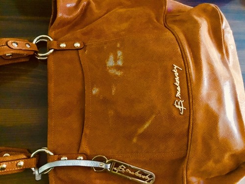 B MAKOWSKY Brown Bag Shiny Leather Chestnut Tote Bag