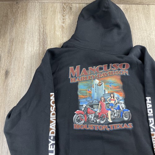 Harley Davidson 3XL Sudadera con Capucha Negra Pinup Niña Manga Estampado Mancuso Texas Pullover - Imagen 23 de 24