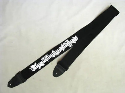 LM Christian Cross with Vine nylon guitar STRAP - Black & White - NEW