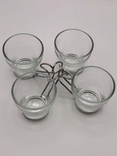 Bormioli Rocco Espresso Cups With Silver Tone Metal Frame/Handles Set of 4 2oz