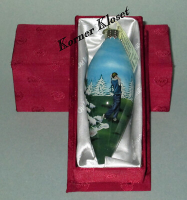 2001 Merck Family Old World Ornament-HandBlown-Inside Art Glass Ornament-Golfer