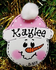 PINK HAT SNOWMAN Ornament U CHOOSE NAME YEAR Personalized Christmas Kids