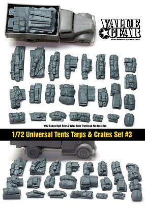 1/72 Scale Resin Tent, Tarp & Crates Stowage Set #3 - Value Gear