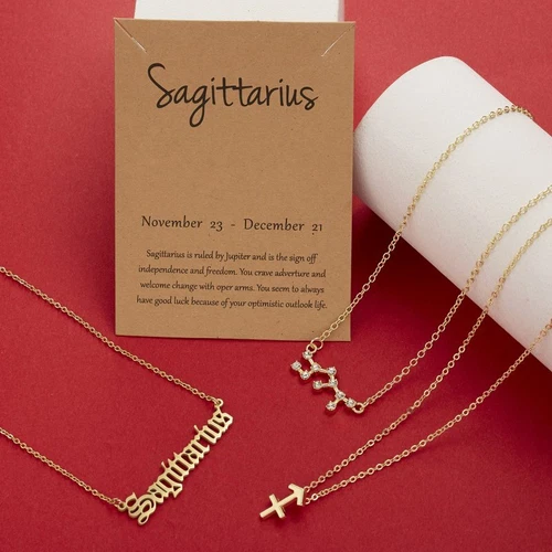 3Pcs/Set 12 Constellations Pendant Necklace Horoscopes Zodiac Women Choker - Picture 48 of 48
