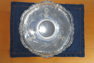 50iger: SET: Glasplatte u. flache Schale, Glasguss, geschliffen, neuw. hyg.saub
