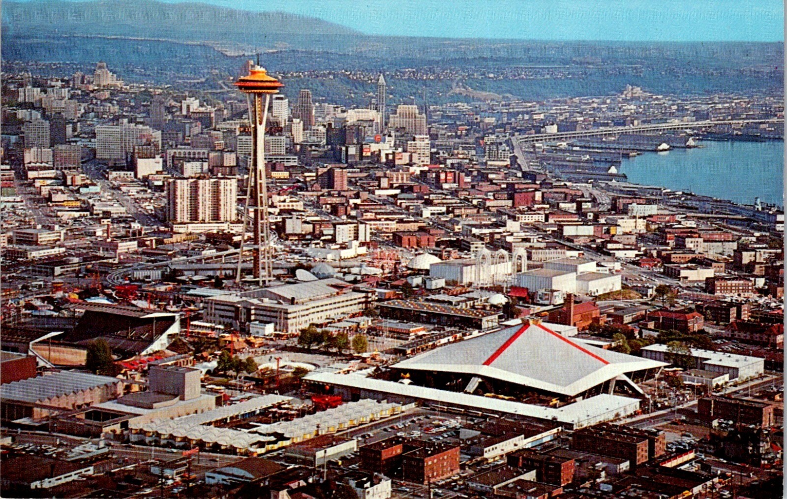 Seattle Washington Panoramic Skyline View with Space Needle Postcard 27611