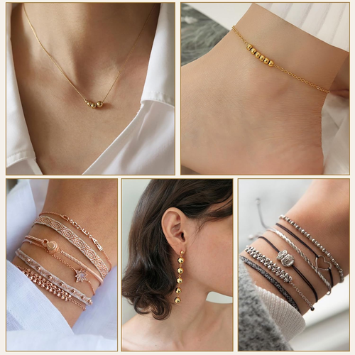 2300 Pcs Gold Spacer Beads Set, 6 Shapes Gold Beads for Friendship Bracelet Jewe - Picture 6 of 12
