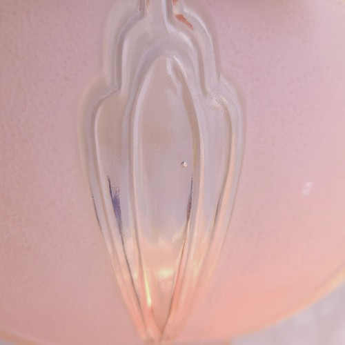 Vintage Pink & Clear Glass Ceiling Light Fixture Cover 10.5" Floral Design & Rod - Picture 17 of 20