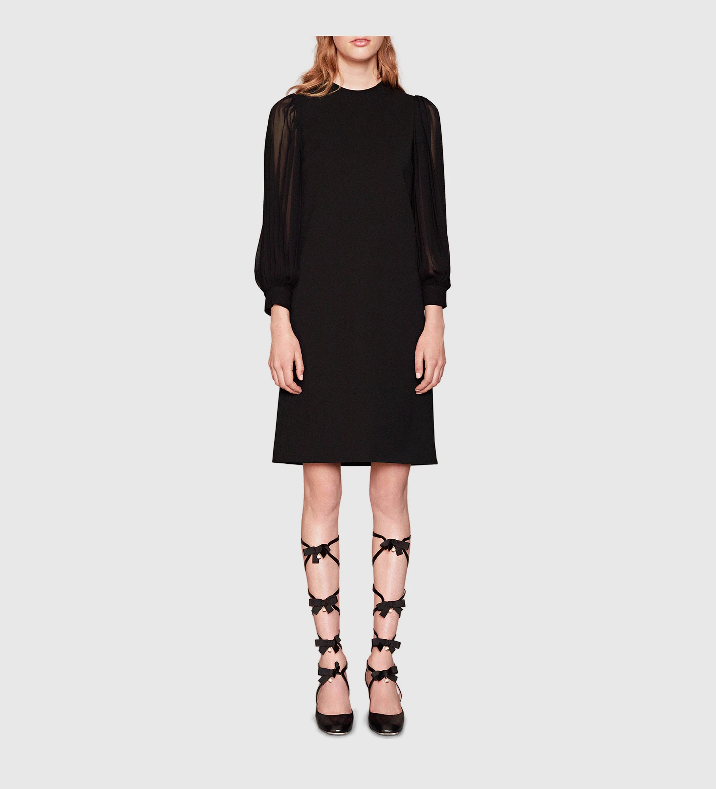 ROBE GUCCI MANCHES PLISSÉES NOIR SOIE ET JERSEY 2 taille XS / EXTRA SMALL
