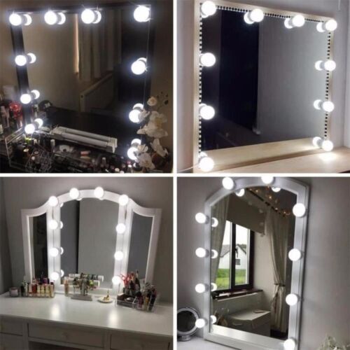 Makeup Mirror - LED Light - Adjustable Brightness - White Kit 10 Bulbs - Picture 1 of 3