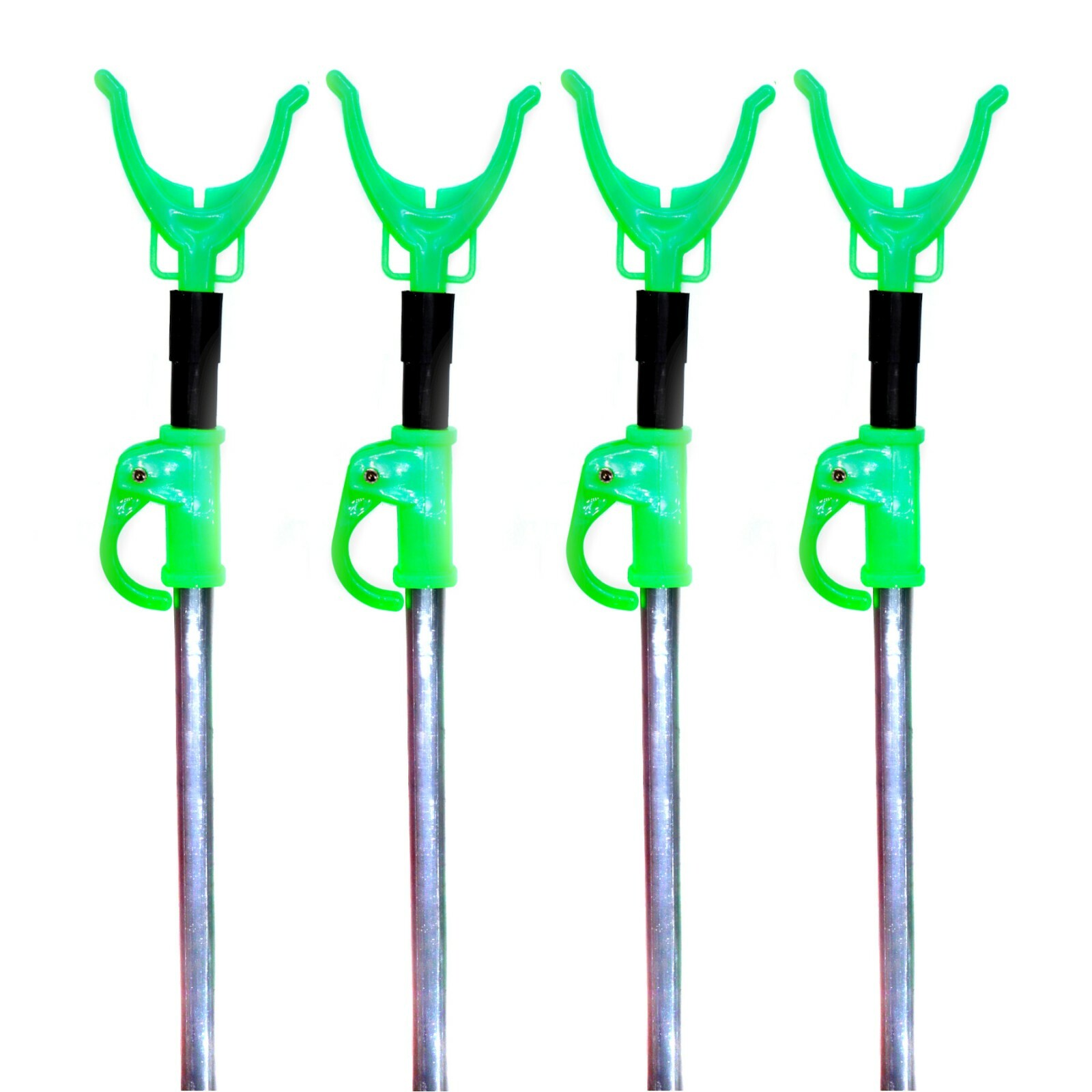 4er Set Edelstahl Teleskop-Rutenhalter  70-116 Cm, Erdspie, Rutenauflage,  FL Marke
