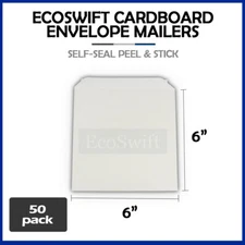 50 - 6 x 6 EcoSwift White CD/DVD Photo Ship Flats Cardboard Envelope Mailers 6x6