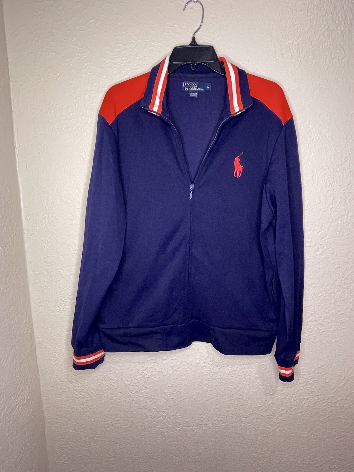 POLO RALPH LAUREN GIACCA CON CERNIERA GRANDE RICAMATA PONY TRACK DA UOMO TAGLIA L