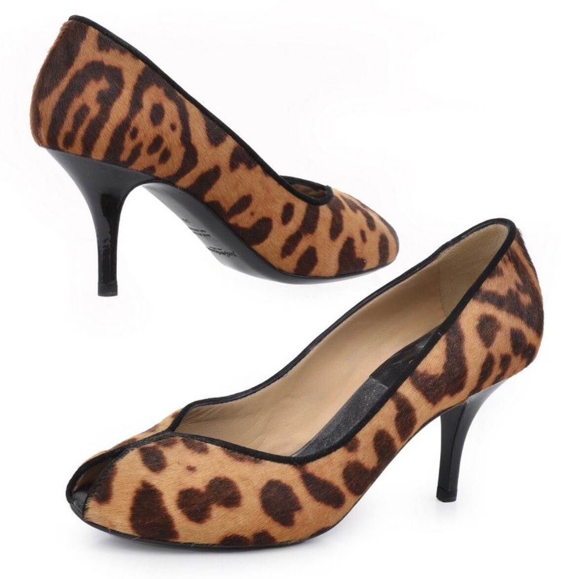 Décolleté pony peli punta aperta YVES SAINT LAURENT AUTENTICHE $999 donna stampa animale taglia 41